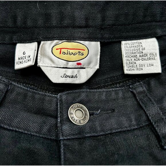 VINTAGE Talbots Y2K Classic Black Stretch Jeans Embroidered Back Pockets Sz 6 - Picture 5 of 8